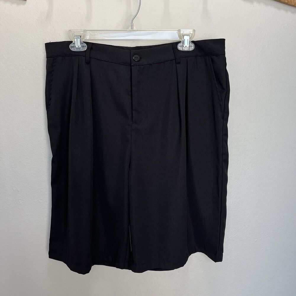 Ranlege | Black Bermuda Shorts Women XXL Pleated 10” Inseam